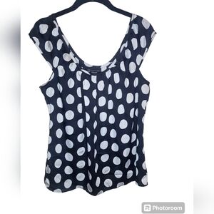 Apostrophe women's white/black polka-dot sleeveless scoop neck top size M
